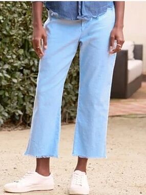 Frank & Eileen Kinsale Linen Crop Trousers Pants in Light Blue Size 2